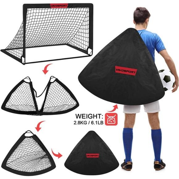 Kids Soccer Goals Set- 2 of 4' x 3' Portable Soccer Goal Training Equipment - Picture 4 of 6